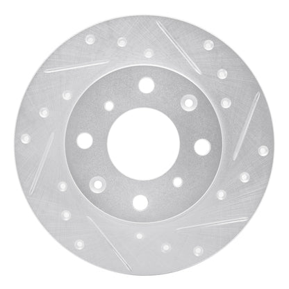 R1 Concepts R1 84-87 Honda Civic Front Right Drilled & Slotted Silver Brake Rotor