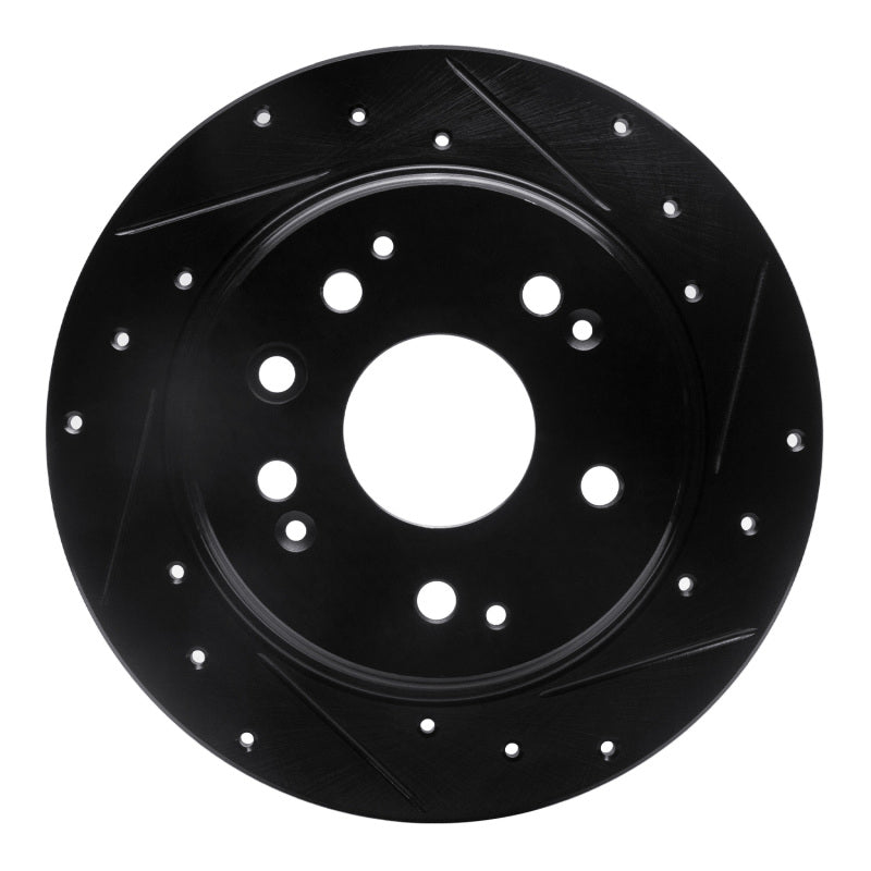 R1 Concepts R1 01-03 Acura CL Rear Right Drilled & Slotted Black Brake Rotor