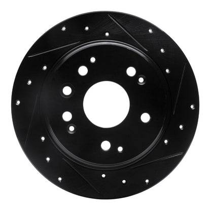 R1 Concepts R1 01-03 Acura CL Rear Right Drilled & Slotted Black Brake Rotor