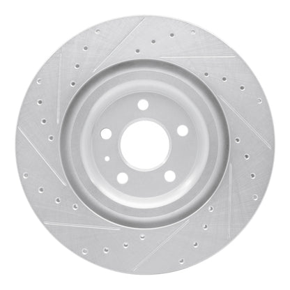 R1 Concepts R1 17-25 Audi S8 Rear Right Drilled & Slotted Silver Brake Rotor
