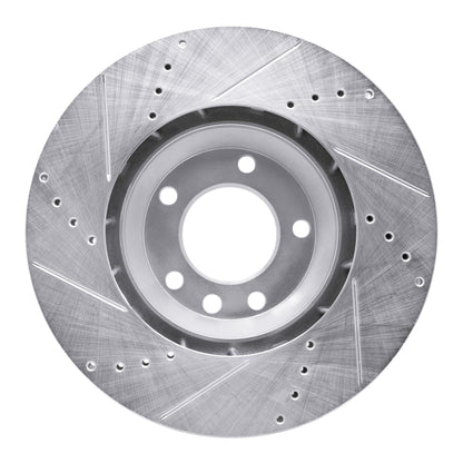 R1 Concepts R1 03-15 Audi Q7 Left Front Drilled & Slotted Silver Brake Rotor