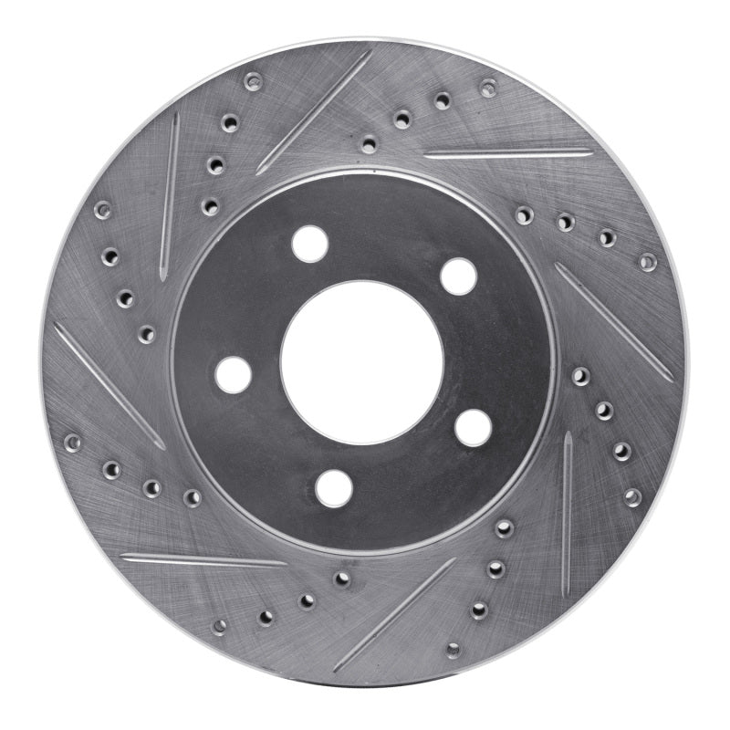 R1 Concepts R1 05-10 Ford Mustang Front Left Drilled & Slotted Silver Brake Rotor
