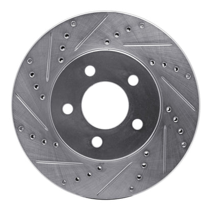 R1 Concepts R1 05-10 Ford Mustang Front Left Drilled & Slotted Silver Brake Rotor