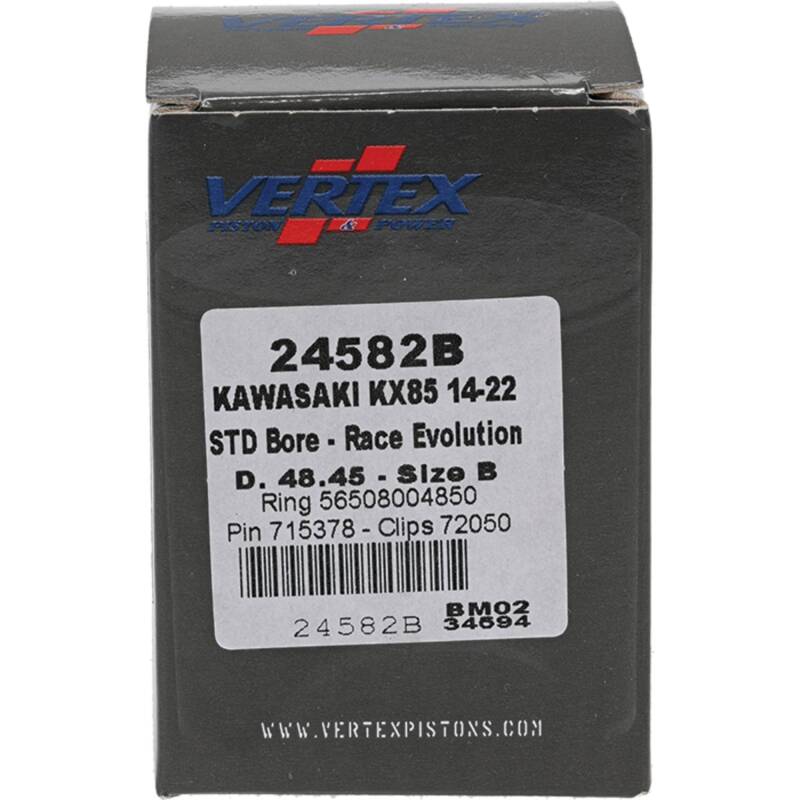 Vertex Pistons Vertex Piston 14-24 Kawasaki KX 85 85cc Cast Race Evolution Piston Kit