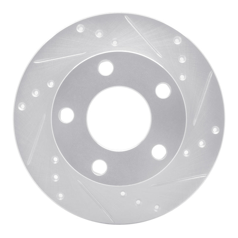 R1 Concepts R1 80-91 Audi 5000S Rear Right Drilled & Slotted Silver Brake Rotor