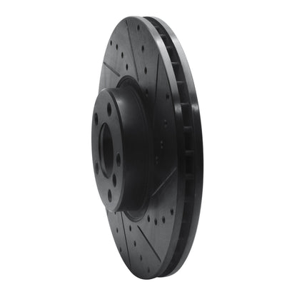 R1 Concepts R1 07-18 BMW X6 Front Right Drilled & Slotted Black Brake Rotor