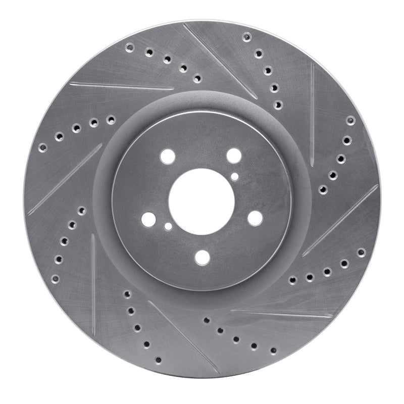 R1 Concepts R1 03-25 Subaru BRZ Front Right Drilled & Slotted Silver Brake Rotor