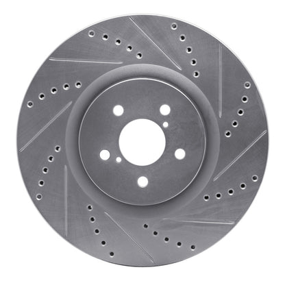 R1 Concepts R1 03-25 Subaru BRZ Front Right Drilled & Slotted Silver Brake Rotor