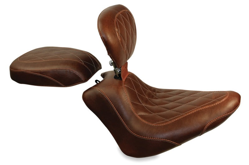 Mustang Motorcycle Mustang 11-13 Harley Blackline,12-17 Slim/Slim S Wide Tripper Solo Seat - Distressed Brown