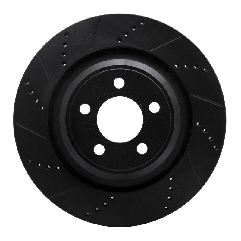 R1 Concepts R1 05-23 Chrysler 300 Rear Left Drilled & Slotted Black Brake Rotor