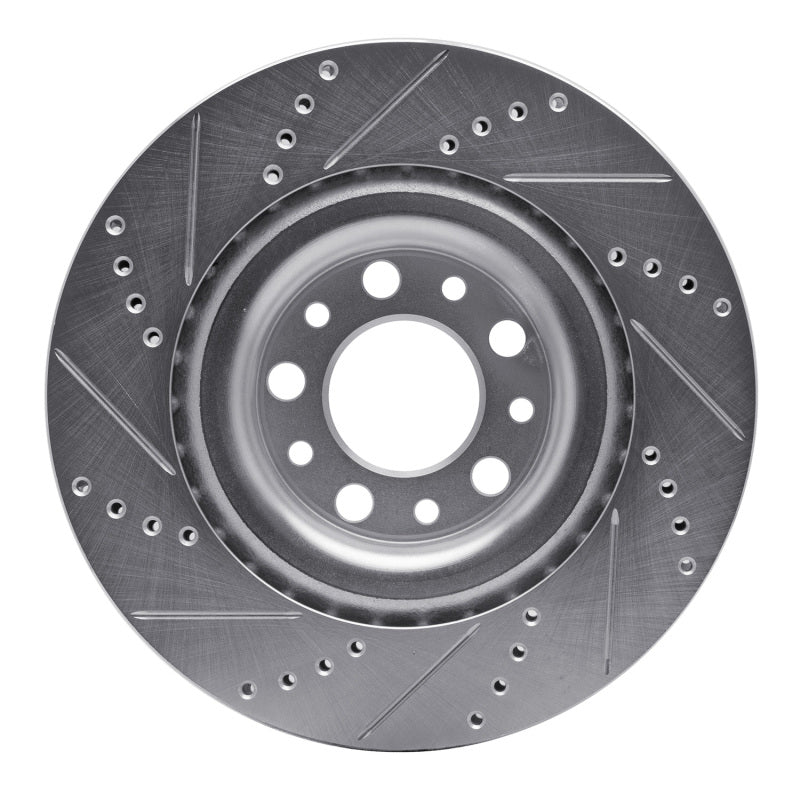 R1 Concepts R1 2017-2025 Alfa Romeo Stelvio Rear Right Drilled & Slotted Silver Brake Rotor