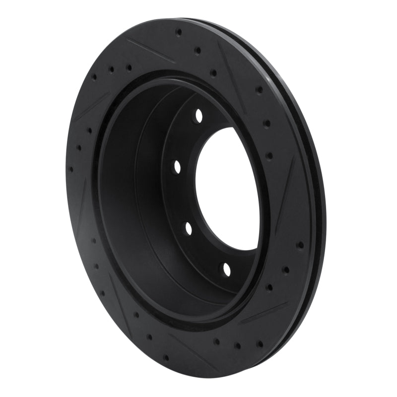 R1 Concepts R1 00-11 Cadillac DTS Rear Left Drilled & Slotted Black Brake Rotor