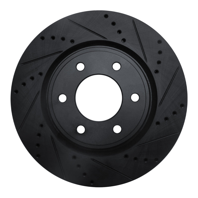 R1 Concepts R1 07-24 Infiniti QX80 Front Right Drilled & Slotted Black Brake Rotor