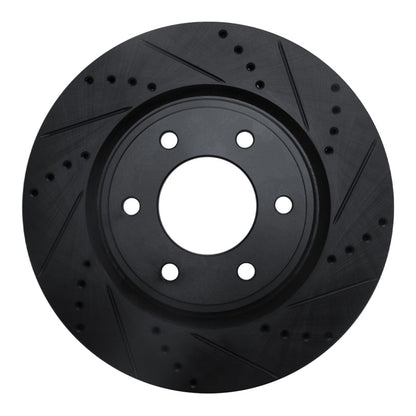 R1 Concepts R1 07-24 Infiniti QX80 Front Right Drilled & Slotted Black Brake Rotor