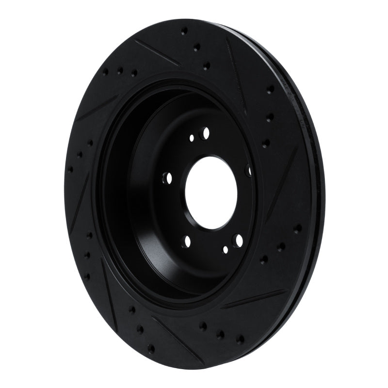 R1 Concepts R1 11-17 Hyundai Equus Rear Left Drilled & Slotted Black Brake Rotor