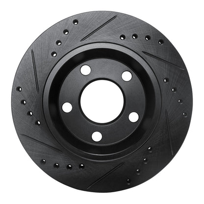 R1 Concepts R1 85-91 Audi 200 Quattro Rear Right Drilled & Slotted Black Brake Rotor