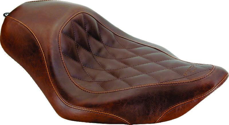Mustang Motorcycle Mustang 04-21 Harley Sportster Wide Tripper Solo Seat Diamond Stitch- Distressed Brown