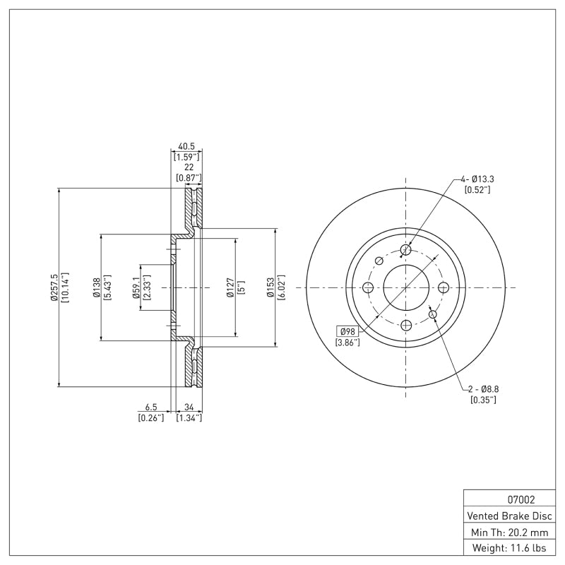 DFC 09-19 Dodge Vision (Mexico) Front Brake Rotor
