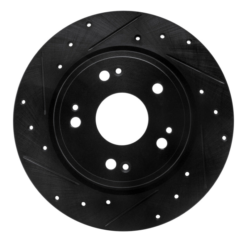 R1 Concepts R1 16-16 Honda CR-Z Rear Left Drilled & Slotted Black Brake Rotor