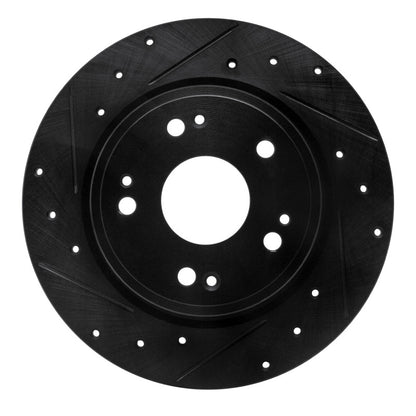 R1 Concepts R1 16-16 Honda CR-Z Rear Left Drilled & Slotted Black Brake Rotor