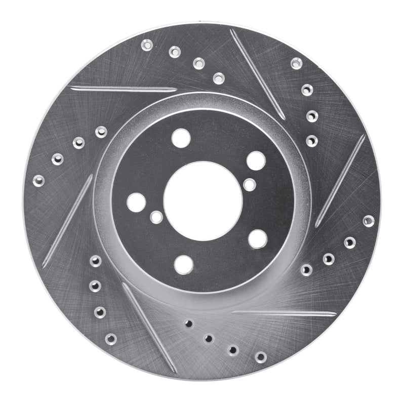 R1 Concepts R1 90-16 Saab 9-2X Front Right Drilled & Slotted Silver Brake Rotor