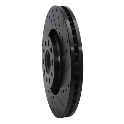 R1 Concepts R1 98-09 Audi A6 (Mexico) Front Right Drilled & Slotted Black Brake Rotor