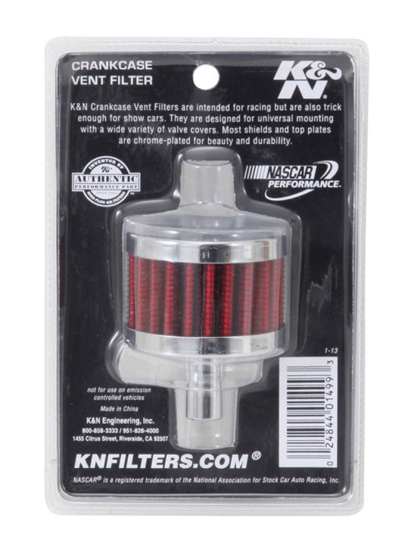 K&N Engineering K&N Steel Base Chrome Top Crankcase Vent Filter 1/2in. Vent / 2in. OD / 1-1/2in. Height