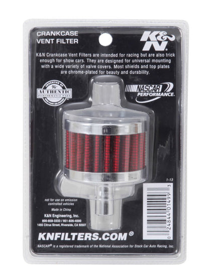 K&N Engineering K&N Steel Base Chrome Top Crankcase Vent Filter 1/2in. Vent / 2in. OD / 1-1/2in. Height