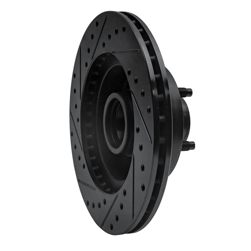 R1 Concepts R1 74-80 Ford Granada Front Right Drilled & Slotted Black Brake Rotor