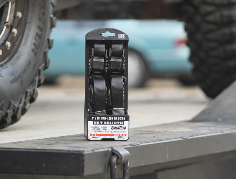 PRP Seats PRP Cam-Lock 1in.x10ft. Tie Down with Snap S Hooks and Soft Tie - Black - Pr.