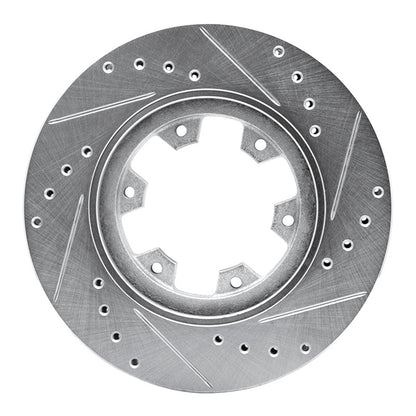 R1 Concepts R1 85-02 Nissan Pickup Hardbody Front Left Drilled & Slotted Silver Brake Rotor