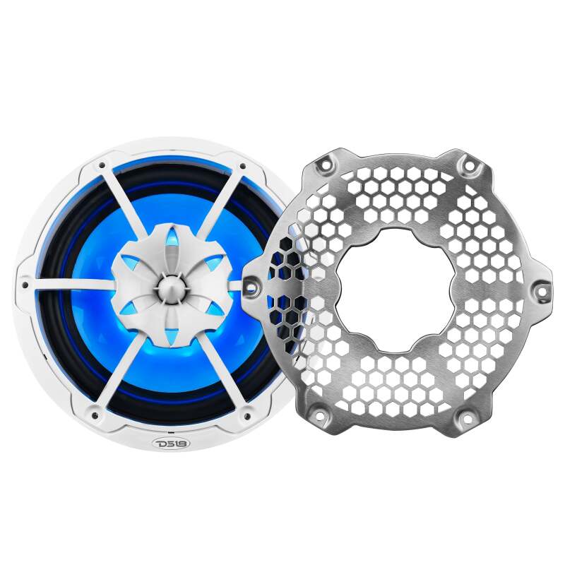 DS18 NXL-M Series Spkr w/ RGB LED Lights 10in 2-Way 200 Watts RMS 4 ohm Wht Grill Detached w/ Cover
