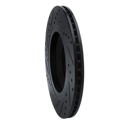 R1 Concepts R1 15-25 Volkswagen GTI Rear Right Drilled & Slotted Black Brake Rotor