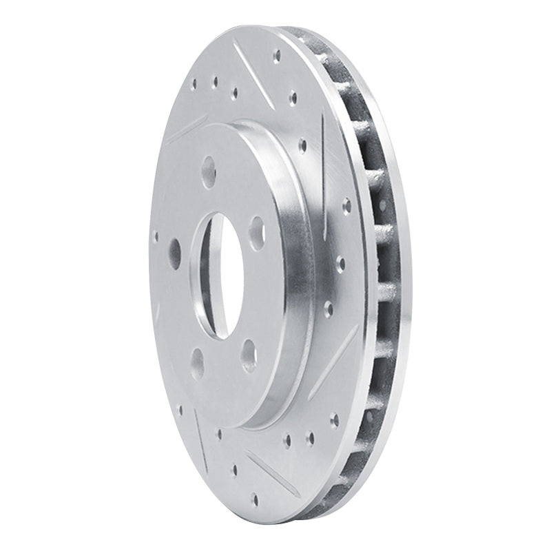 R1 Concepts R1 85-89 Dodge ARIES Front Right Drilled & Slotted Silver Brake Rotor