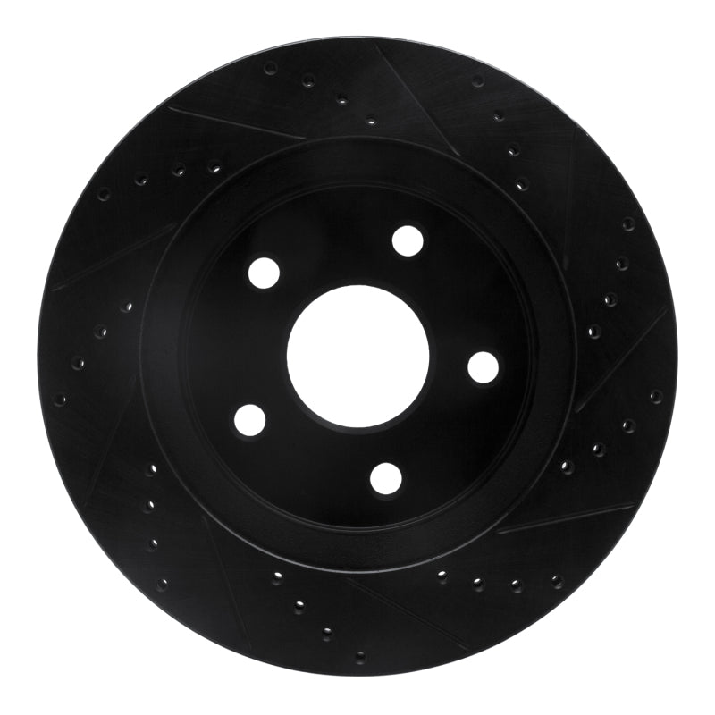 R1 Concepts R1 08-12 Jeep J8 Front Left Drilled & Slotted Black Brake Rotor