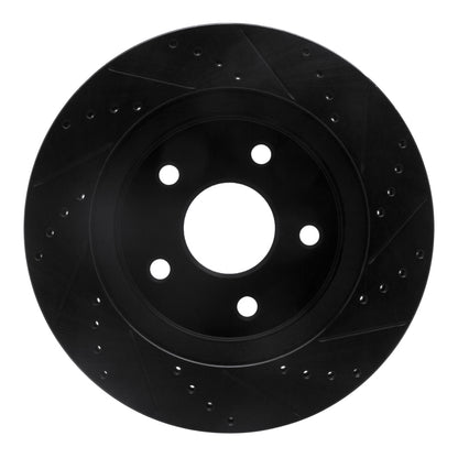 R1 Concepts R1 08-12 Jeep J8 Front Left Drilled & Slotted Black Brake Rotor