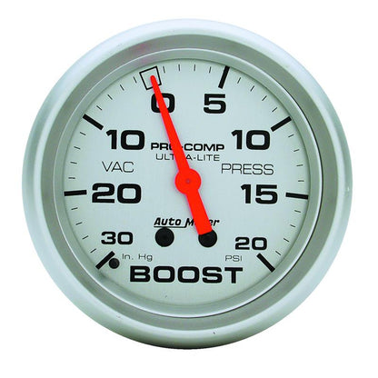 Autometer Ultra-Lite 66.7mm Full Sweep Electronic 30 IN Hg / 20 PSI Vacuum/Boost Gauge