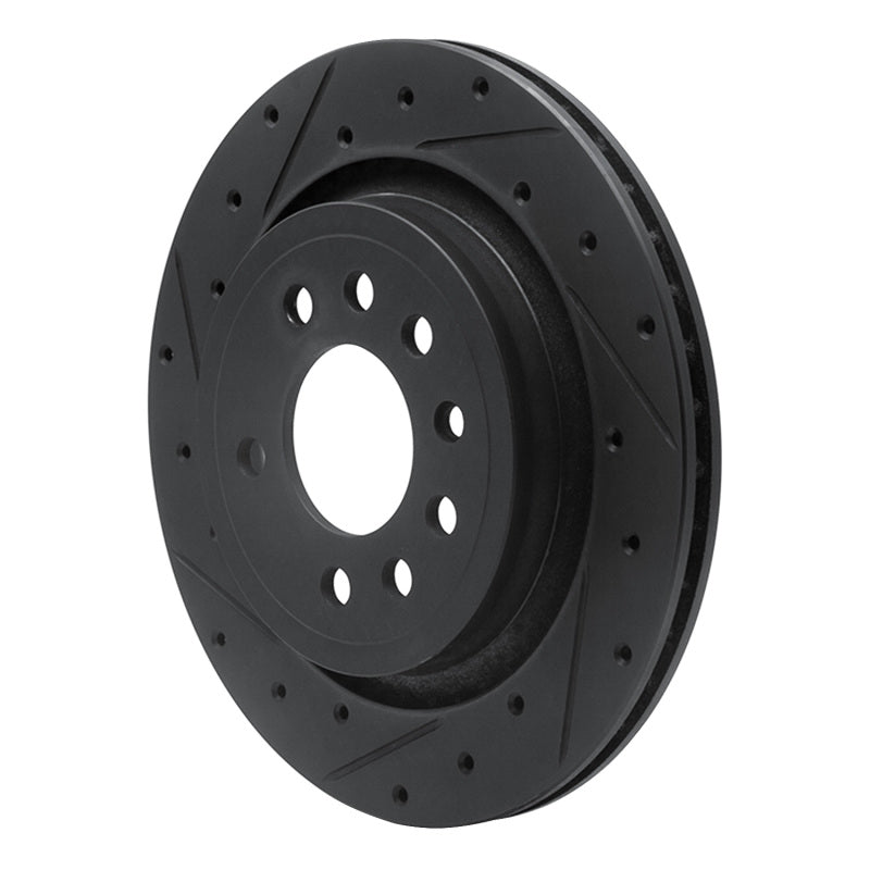 R1 Concepts R1 08-11 Saab 9-3 Rear Left Drilled & Slotted Black Brake Rotor
