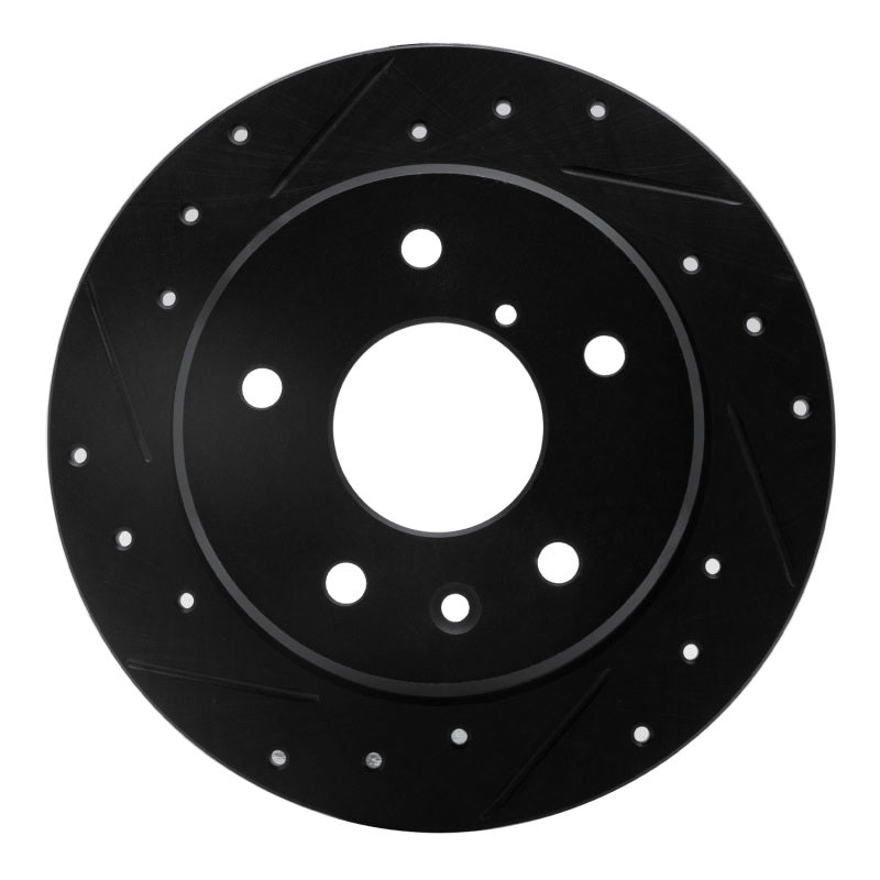 R1 Concepts R1 89-91 Mazda RX-7 Rear Left Drilled & Slotted Black Brake Rotor