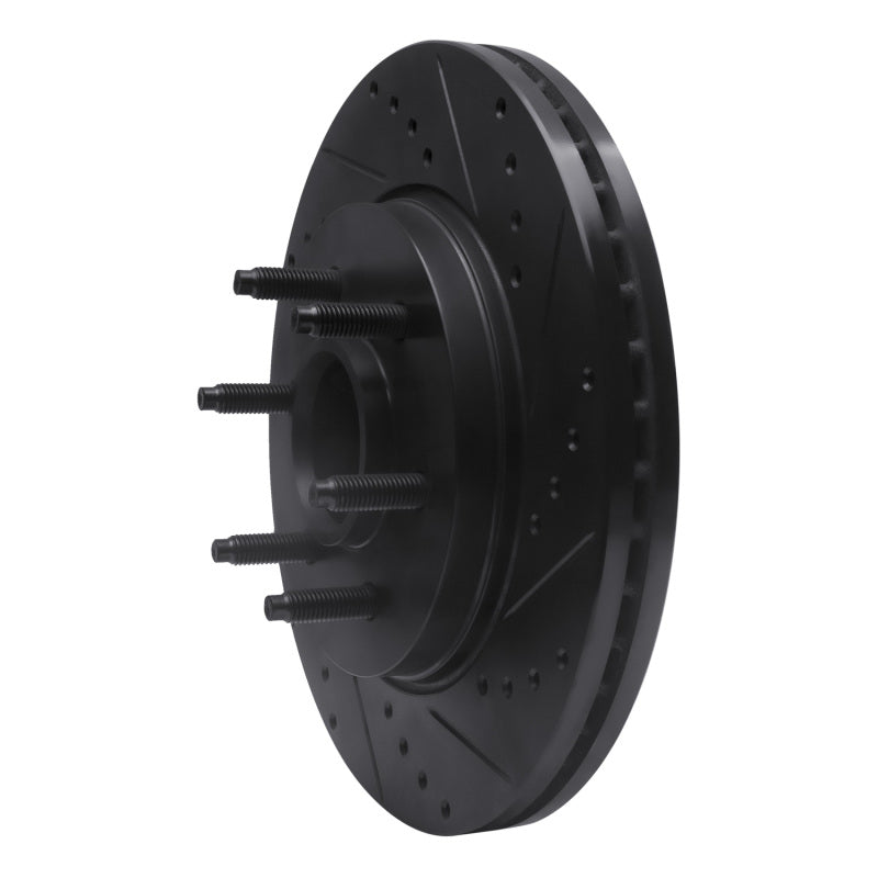 R1 Concepts R1 04-08 Ford F-150 RWD Front Right Drilled & Slotted Black Brake Rotor