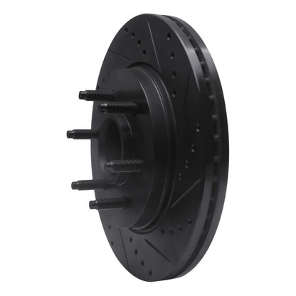 R1 Concepts R1 04-08 Ford F-150 RWD Front Right Drilled & Slotted Black Brake Rotor