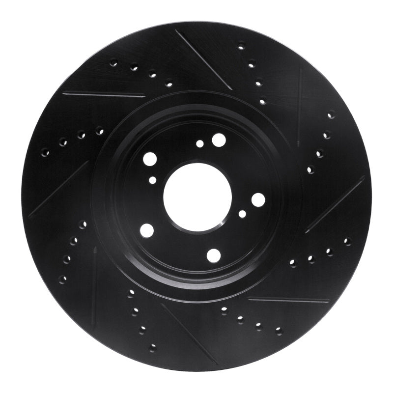 R1 Concepts R1 16-22 Acura ILX Front Left Drilled & Slotted Black Brake Rotor