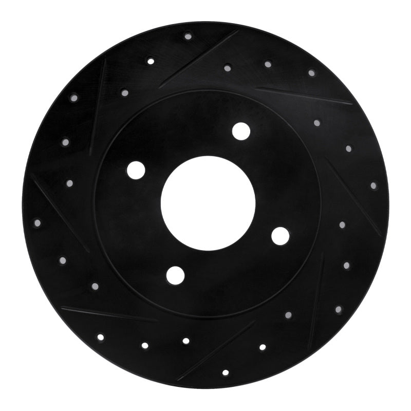 R1 Concepts R1 04-06 Nissan Sentra Rear Left Drilled & Slotted Black Brake Rotor