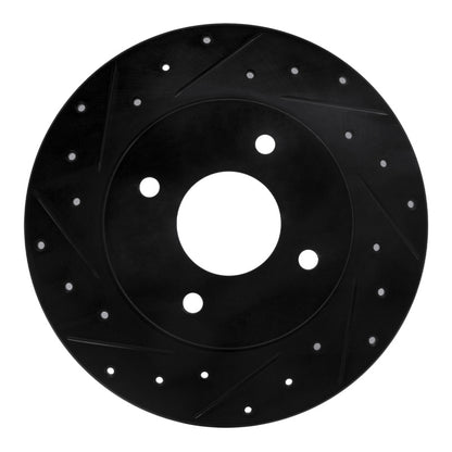 R1 Concepts R1 04-06 Nissan Sentra Rear Left Drilled & Slotted Black Brake Rotor