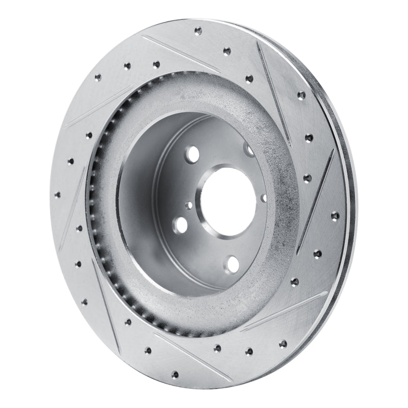 R1 Concepts R1 21-22 Lexus RC350 Rear Left Drilled & Slotted Silver Brake Rotor