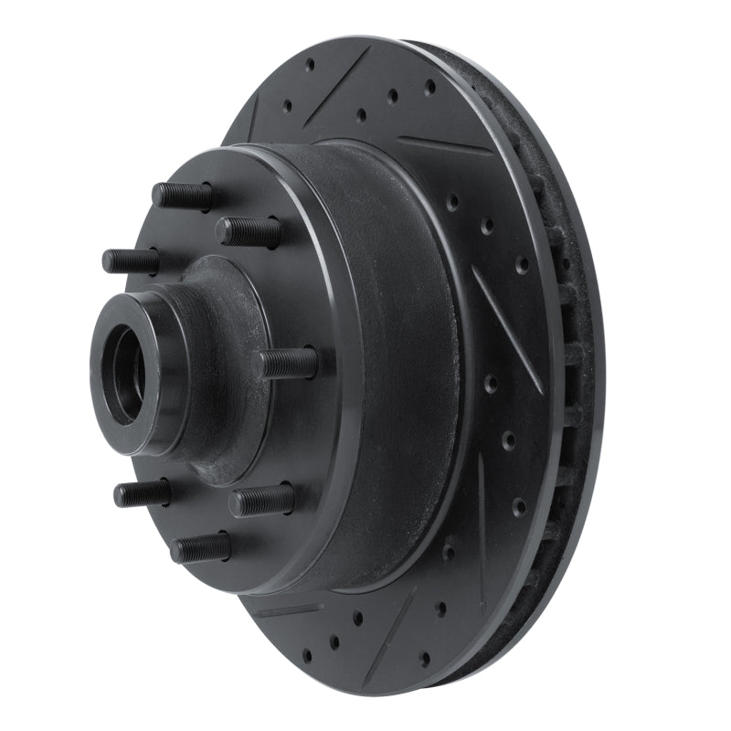R1 Concepts R1 78-81 Dodge B300 Van (71-74) / B300 (75-80) Front Left Drilled & Slotted Black Brake Rotor