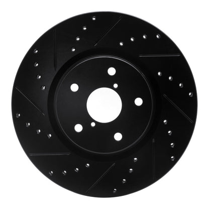 R1 Concepts R1 06-21 Subaru Tribeca Front Left Drilled & Slotted Black Brake Rotor