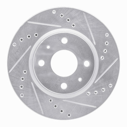 R1 Concepts R1 87-94 Mazda 323 Rear Right Drilled & Slotted Silver Brake Rotor