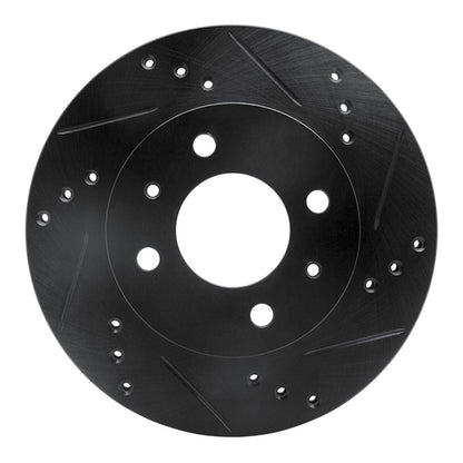 R1 Concepts R1 00-02 Hyundai Accent Front Right Drilled & Slotted Black Brake Rotor