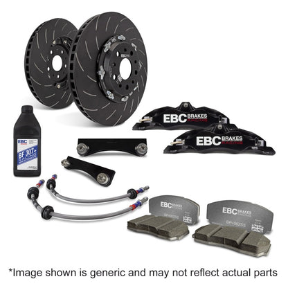 EBC Racing 01-07 Acura RSX Type-S 2.0L Black Apollo-4 Calipers 330mm Rotors Front Big Brake Kit